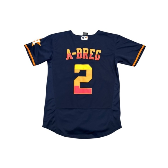 Nike Houston Astros #2 A-Breg Jersey MLB Sz 40 Med Navy/Red/Orange Made USA - Picture 3 of 9